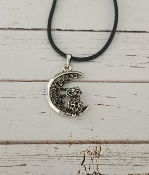 Owl and moon necklace