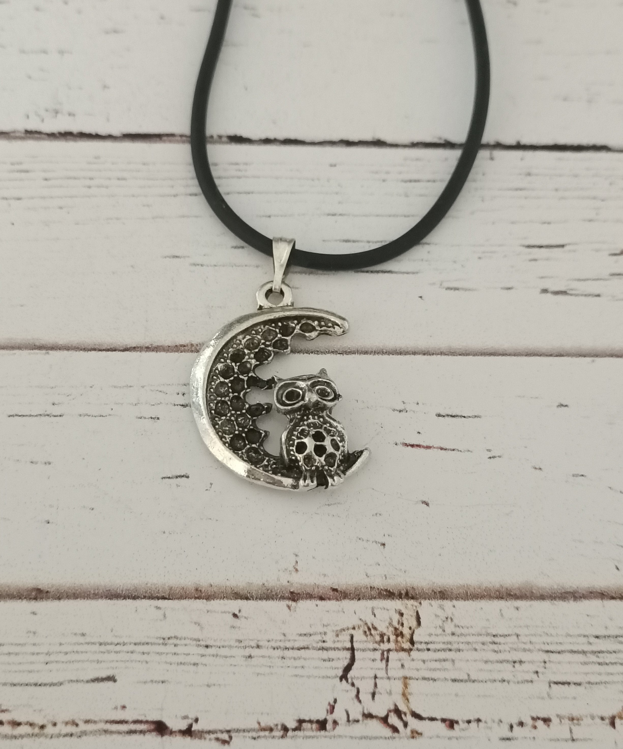 Owl and moon necklace