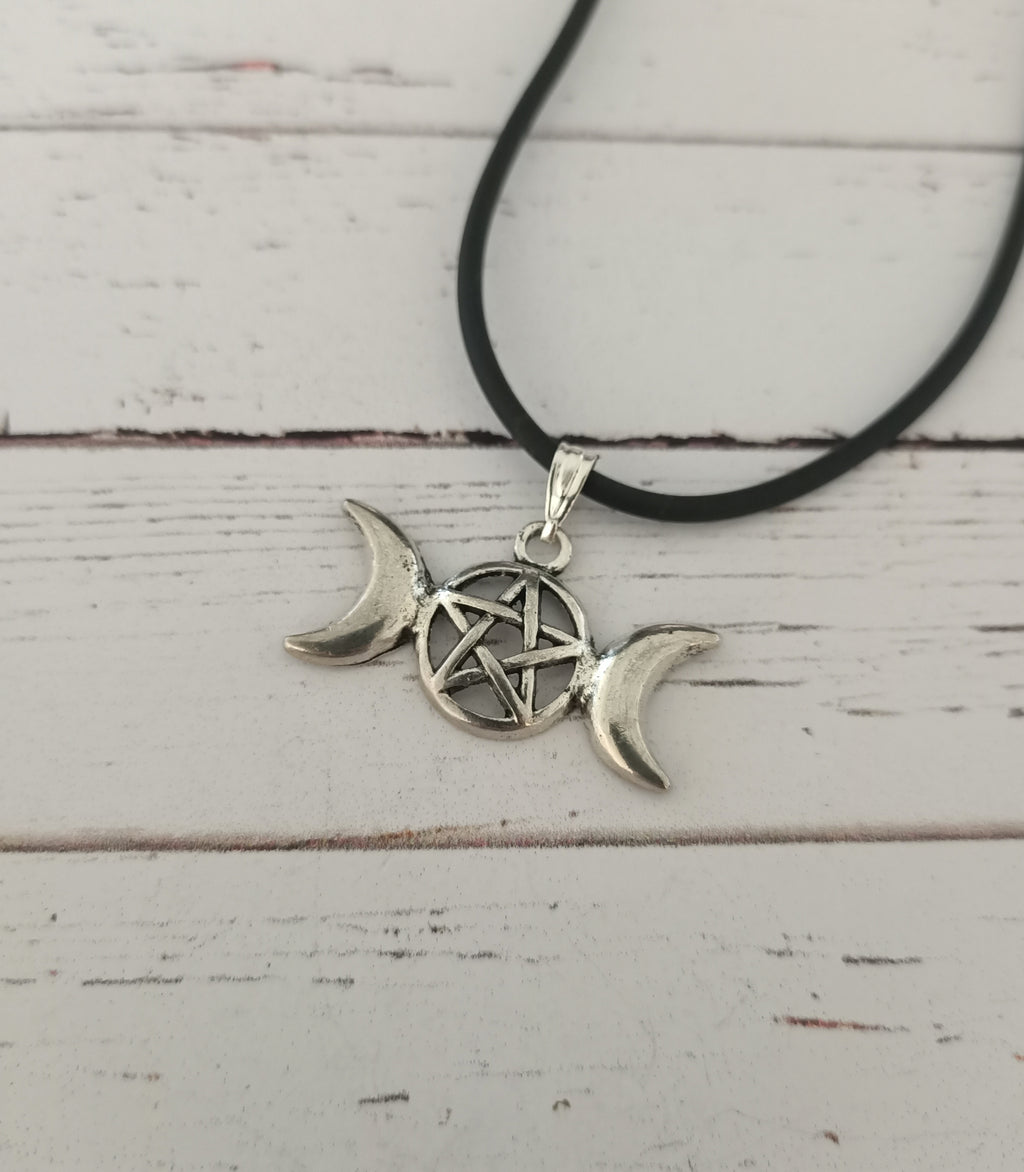 Triple moon goddess necklace