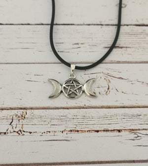 Triple moon goddess necklace