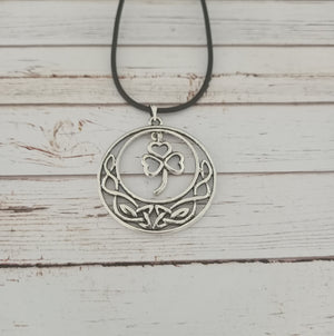 Four leaf Clover moon necklace