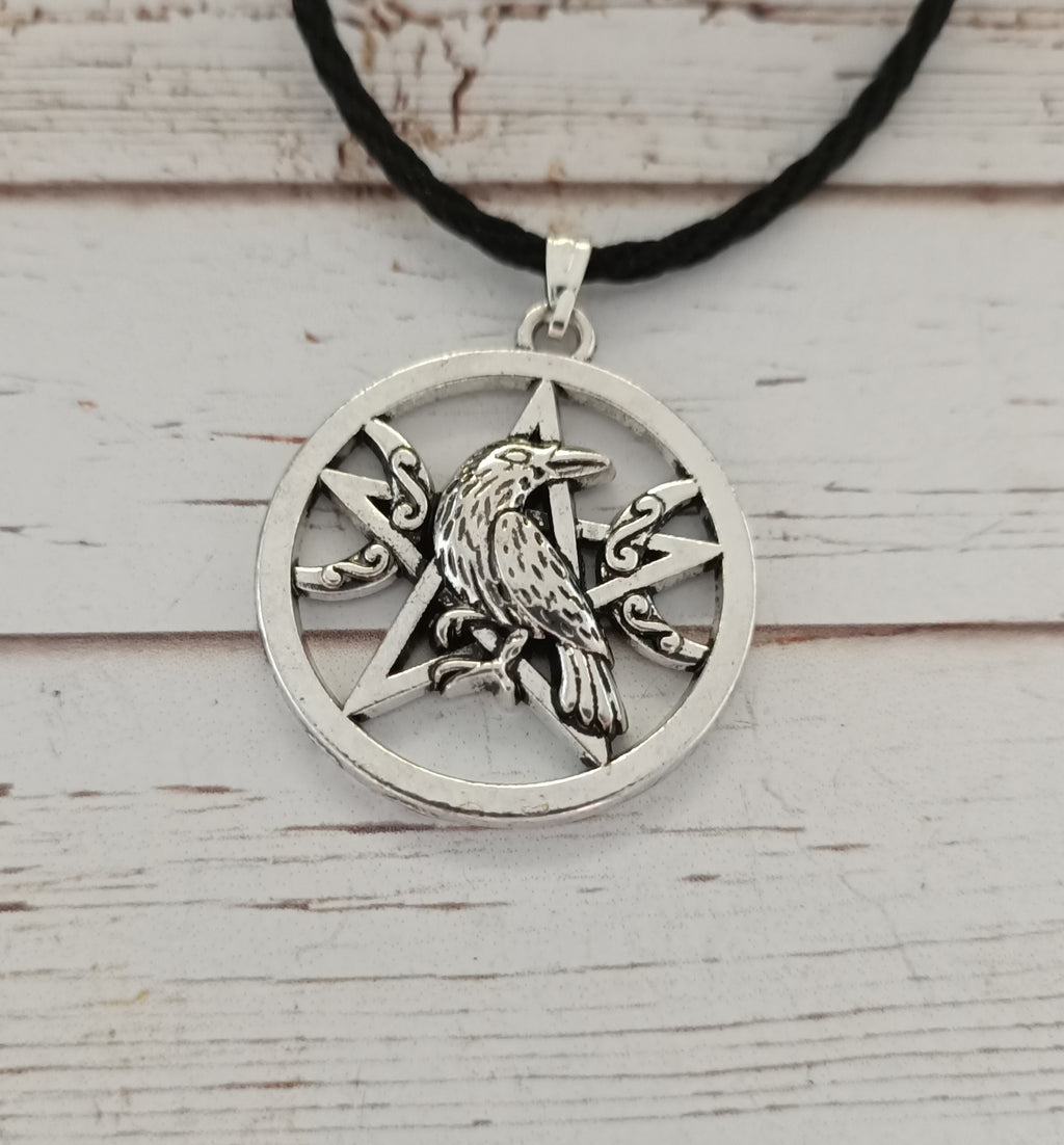 Triple moon raven necklace