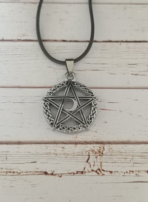 Pentagram and moon necklace