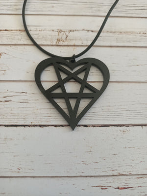 Pentagram heart necklace