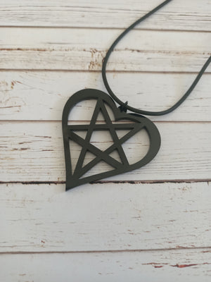 Pentagram heart necklace