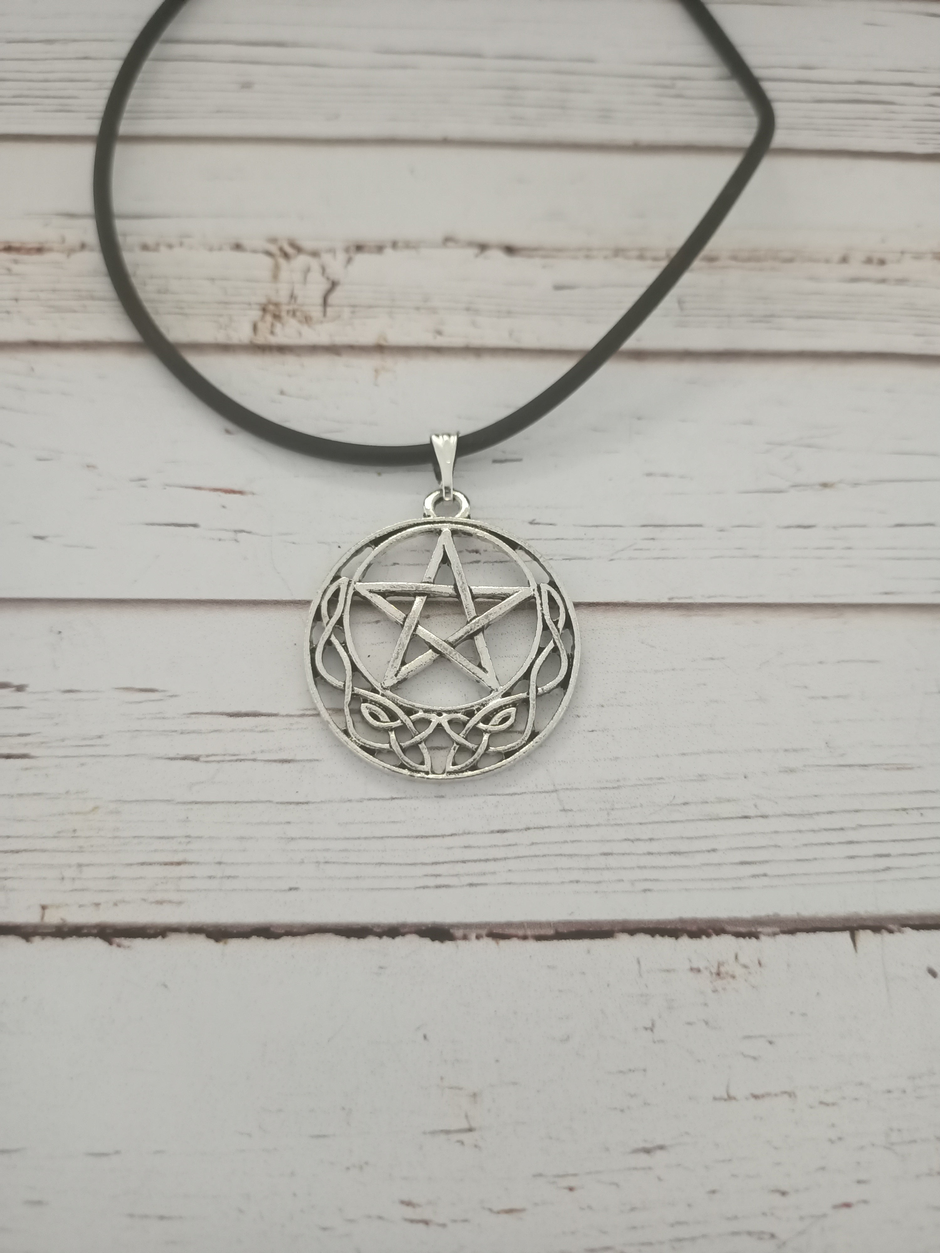 Pentagram moon necklace