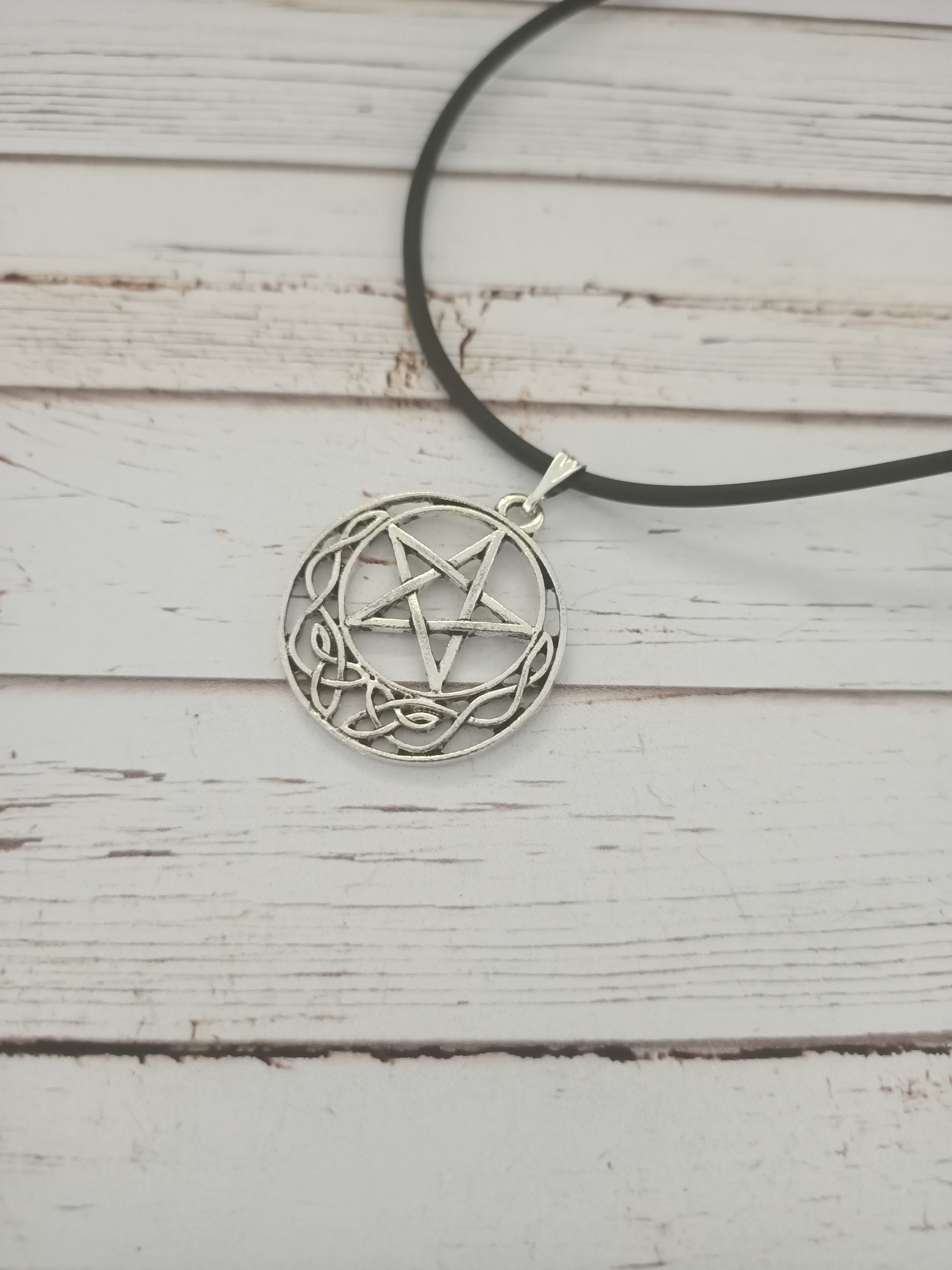 Pentagram moon necklace