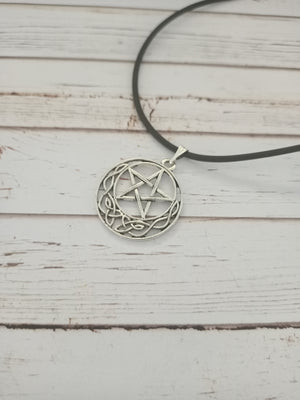 Pentagram moon necklace