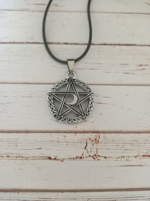 Pentagram and moon necklace